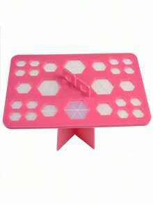 28-Slot Foldable Acrylic & Silicone Makeup Brush Holder - Black, Sturdy Adhesive Non-Slip Design, Suitable For Nail Art & Paintbrushes, Space-Saving Desktop Organizer, Geometric Slot Design, Durable Artist Brush Rack - Multicolor - View 12