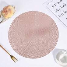 6 Piezas/8 Piezas Manteles de mesa de comedor de PVC antideslizantes e impermeables, con aislamiento. Disponibles en colores dorado, plateado, rosa y rojo. Manteles de estilo occidental para hoteles/restaurantes, redondos y lavables a máquina. Protegen las superficies y son adecuados para usar en bodas, fiestas de Navidad, reuniones y para decorar comedores en cocinas del hogar.