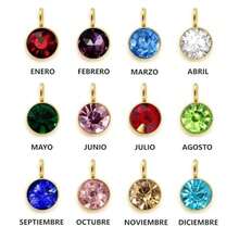 TUTTI JOYERIA ARTESANAL - Collar Piedra del Mes - Birthstone Necklace - Regalo Cumpleaños - Collar del mes con Cristal Austriaco (, )(Azul Zafiro (Septiembre) Redondo) - Multicolor - Ver 3