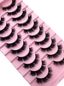 10 Pairs Russian Strip Lashes Fluffy Mink Lashes 3D False Eyelashes Russian Volume Eyelashes Fake Eyelashes Dramatic Messy Mink Lashes Wispy Long Foxy Eye Lifting Look Eyelash Extension Kit Full Eyelash Strip To Lengthen And Volumize The Outer Corner Of Your Eye Beauty Makeup - 濃密款 - 查看 6