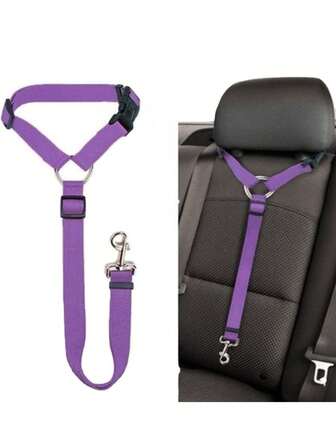 1pc Multi-Function Pet Car Safety Belt And Leash, Travel, Adjustable Dog Safety Harness Collar Pet Accessories, Suitable For Outdoor Travel And Car Use