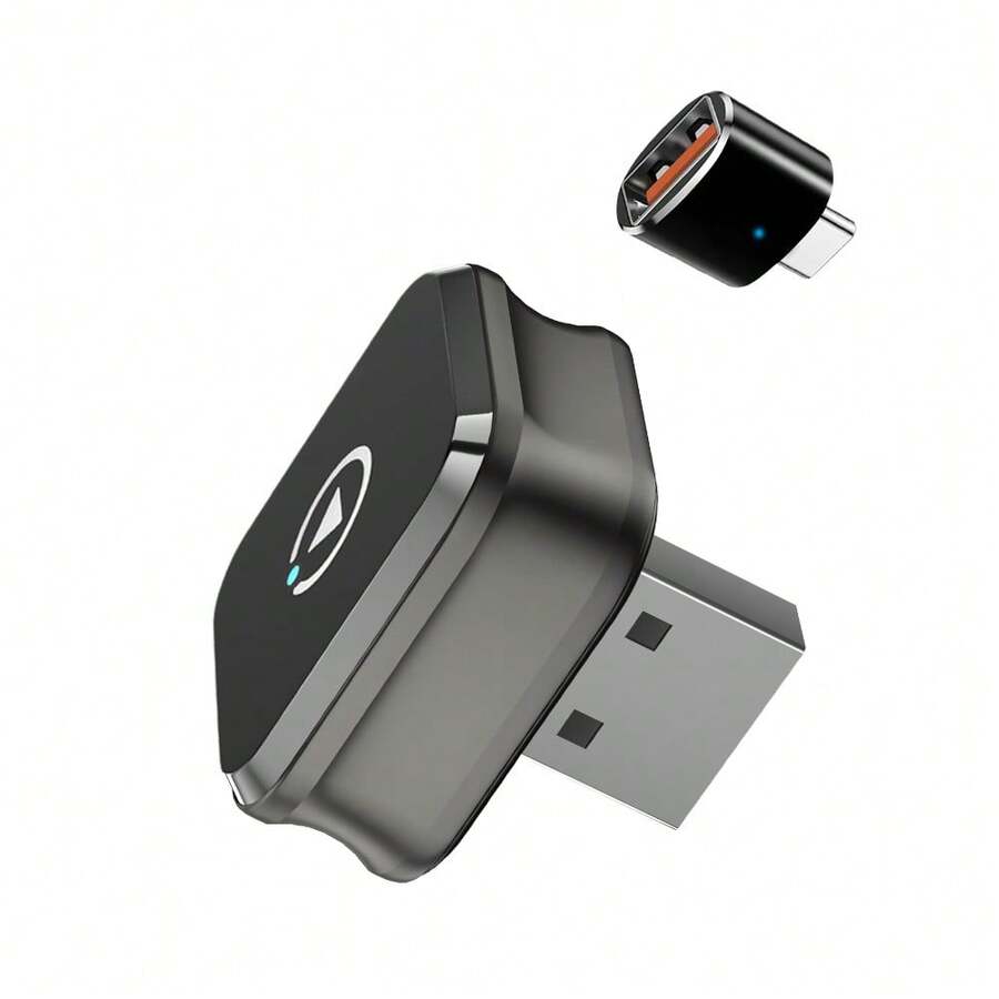 迷你升级版无线CarPlay适配器，适用于和安卓手机，即插即用，5.8GHz WiFi低延迟播放，无需电池，兼容多种车型 - 黑色 - 查看 1