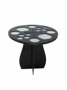 28-Slot Foldable Acrylic & Silicone Makeup Brush Holder - Black, Sturdy Adhesive Non-Slip Design, Suitable For Nail Art & Paintbrushes, Space-Saving Desktop Organizer, Geometric Slot Design, Durable Artist Brush Rack - Multicolor - View 7