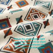 1pc Chenille Jacquard Pillow Cover (Pillow Insert Not Included), Bohemian Middle Eastern Style Decorative Cushion Cover, Suitable For Sofa, Bed Pillows, Home Holiday Decor, All Seasons, Beige Geometric Diamond Pattern - Geometric Beige - View 4