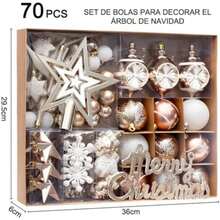 70pcs Arboles de Navidad Bolas de Plastico,Adornos para árbol de Navidad,esferas de Navidad,para Fiestas, Colgantes Familiares, decoración de árboles de Navidad (Color Oro Rojo)(Color oro rojo) - Multicolor - Ver 4