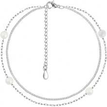 Pulseras Mujer Plata de Perlas, Pulsera de Cadena Ligeros Chapadas en Plata 925 Brazalete Blanco Perlas Delicadas Atractivos regalos de Moda para mujer - 1 - Ver 1