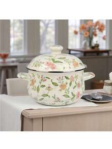 1pc Enamel Ceramic Pot, Dual Ear Soup Pot, Stew Pot With Lid, Non-Stick Pot, Suitable For Gas & Induction Cooktop, Thickened Enamel Ceramic Soup Pot, Dual Ear Enamel Ceramic Pot, Household Pot, Pot For Cooking, Frying Pan, Noodle Pot - Multi-colored Enamel Soup Pot - View 10