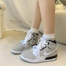 Nike Jordan Legacy 312 Kids' Casual Versatile High-Top Cushioning Rebound Retro Children's Basketball Shoes AT4040-100 - Gray/White/Black - View 1