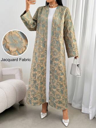 女士优雅花卉长袖阿拉伯长袍