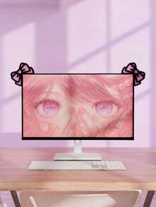 1pc/2pcs Kawaii Pink Bow Monitor Decoration – Kawaii Desktop Hanging Decoration ,Cute Screen Ears For Aesthetic Desk Setup, Pink Gaming Decoration , Pastel Desk Accessories For Gamers & Streamers Perfect Aesthetic Addition To Gaming Room, Workspace, Home Office DIY Setup, - Multicolor - View 14
