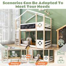 (=517273AAW)Children's Treehouse Bed With Ladder 90 X 200 Cm, Loft Bed For Children – 2x Slatted Base – Natural & White - White - View 5