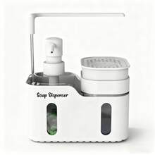 Conjunto de Dispenser de Sabão de Cozinha, Conjunto de Sabonete Líquido para as Mãos e Louça, Organizador de Pia de Balcão com Suporte para Esponja, Suporte para Pano, Escorredor e Suporte para Escova, Garrafas Recarregáveis para Cozinha e Banheiro, Utensílios Práticos de Cozinha, Decoração Moderna para Casa - Multicolorido - Visão 8