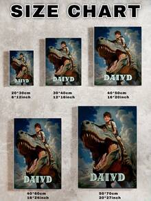 1 Tranh in ảnh cá nhân hóa lên vải canvas - Tranh in trên vải canvas với ảnh và tên của bạn trên tác phẩm nghệ thuật treo tường tùy chỉnh cho phòng ngủ, phòng khách, đám cưới, thú cưng, bạn bè, hình ảnh, ảnh chụp, tranh treo tường có khung, tranh in hình công chúa bé gái/khủng long bé trai, họa tiết kỳ lân, quà tặng trẻ em, quà tặng Giáng sinh, trang trí nhà cửa phòng khách. - khủng long khổng lồ - Xem 7