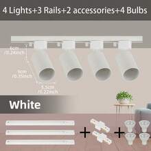 6件套轨道灯套装，黑/白嵌入式筒灯，GU10灯座，可更换GU10灯泡，冷白光/中性白光/暖白光，LED吸顶灯，吸顶射灯，吸顶轨道射灯，专业商业照明灯具，包含轨道和配件，适用于卧室、客厅、厨房、展厅、商场、酒店等场所。 - GU10軌道燈套裝 - 查看 16