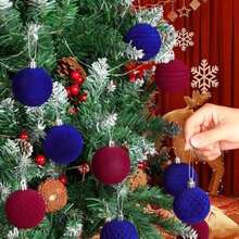32 Piezas Adornos Navideños de Terciopelo , Esferas Texturizadas, Corazones y Lazos para Árbol de Navidad, Decoración Elegante Vintage para Hogar y Fiesta Navideña ()(Rojo) - Multicolor - Ver 5