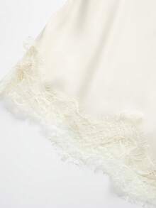 DEEKA Summer New Women's Fashion Sexy Asymmetric Lace Dress, European And American Style - Beige - View 8