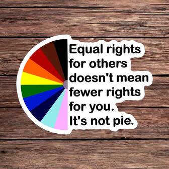 Autocollant << Ce n'est pas une tarte » pour l'égalité, autocollant pour ordinateur portable LGBTQ+ pour l'égalité des droits, vinyle progressiste allié, cadeau citation fierté, autocollant imperméable pour bouteille d'eau, décoration durable pour gobelet, autocollant à la mode pour cahier sur la justice sociale, cadeau parfait pour les alliés queer, autocollant arc-en-ciel pour voiture, vinyle pour bouteille d'eau << L'égalité pour tous »