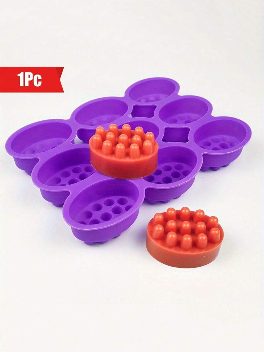 1Pc Oval Shaped Silicone Mold - 2 Compartment Massage Soap Mold For Hand Soap Crafts - Easy Release, Flexible And Durable Soap Mold For Creating Creative Soaps,Wedding Gift