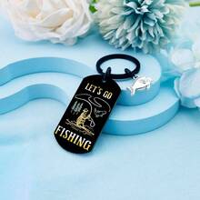 Regalos de pesca para hombres, llavero del da del padre, llavero para pap, accesorios de pesca para hombres, artculos de pesca, regalos para pescador, Negro -, Small - inicial - Ver 3