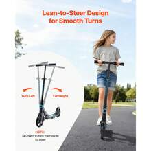 Kick Scooter For Kids Ages 8+, Teens & Adults, 2-Wheel Toddler Scooter With Adjustable Height Handlebar, Wide Anti-Slip Deck, Foldable Lightweight For Boys & Girls Up To 220 Lbs, Black + Blue - 黑藍 - 查看 4