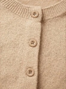 FOR BEAUTY Áo cardigan nữ mùa thu Y2K màu trơn cổ tròn cài nút trước tay dài dệt kim phong cách casual thanh lịch sang chảnh đi hẹn hò đi làm đi chơi - Gạo Mơ - Xem 7