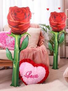 1 Stück 59-Inch großer künstlicher roter Rose Folienballon, roter Rosenblumen Ballon, für Geburtstags-Party, Hochzeit, romantischen Valentinstag, Party Dekoration, Jahrestag, Heiratsantrag, Fotobox Requisiten, romantische Überraschungs-Themen Dekoration