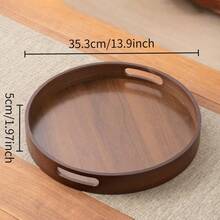 1 pieza Bandeja redonda de madera de nogal con asa, adecuada para aperitivos, pasteles, galletas y entremeses en la cocina, el comedor, el hotel y talla grande escenarios, bandeja de servir