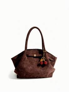 Dedoo Large Size European & American Niche Design Suede Bucket Bag With Buckle, Women's Street Style Handbag, Suitable For Shopping, Commuting, Parties, Gifting (Jewelry Included) In Autumn/Winter - Coffee - View 3