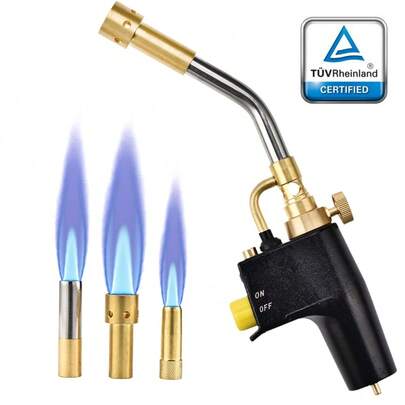 Multi Use MAPP Propane Torch With 3 Nozzles - Ideal For Brazing, Soldering, Welding, Cooking & Paint Removal (No Gas Cylinders)