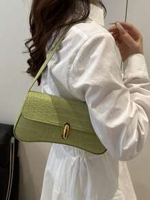 Solid Color Embossed Geometric Pattern Zipper Shoulder Bag, Women's Shoulder Bag, Fashionable Retro Zipper Bag, Casual Waterproof Handbag, Suitable For Teenage Girls, Women, College Students, Young Professionals And Office Ladies. Perfect For Office, Work, Business And Commuting Occasions. Best Women's Work Bag, Retro Style Women's Bag. - Multicolor - View 7