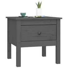 Side Table Grey 50x50x49 Cm Solid Wood Pine - Grey - View 5