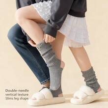 Knitted Sock Covers For Women In Spring And Autumn, Winter Styles, Pile Socks, Long Leg Socks, Calf Socks, Tricolor Styles, Middle Leg Socks, Y2k Foot And Leg Covers, Ballet Pile Socks, Fashionable Velvet Socks, Suitable For Daily Wear, Autumn And Winter Styles - trắng - Xem 5