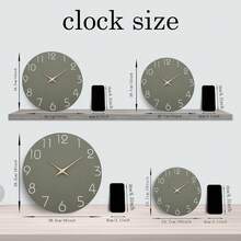 10-16 Inch Simple Gray-Green Large Wooden Wall Clock - Battery Powered, Silent Quartz Movement, Suitable For Living Room, Bedroom, Dining Room, Home, Kitchen Decor, Christmas & New Year Gift (Batteries Not Included) - Dark Green - View 7