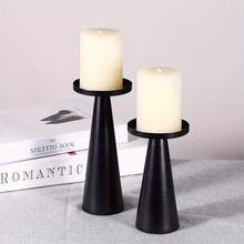 2pcs/Set Black/Bronze Metal Cone Candle Holders, Modern Iron Cone Candle Holders, Suitable For Home Decor, Dining Table Decor, Wedding Decor (Candles Not Included) - Multicolor - View 3