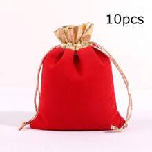 10pcs Gold Drawstring Pouches - Elegant Wedding Party Favor Bags, Candy Gift Boxes, Jewelry Storage Bags, Suitable For Weddings, Birthdays And Special Occasions. Luxury Gift Bags Adorned With Fashionable Gold Details. - Multicolor - View 7