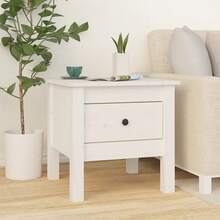 Side Table White 40x40x39 Cm Solid Wood Pine - White - View 1