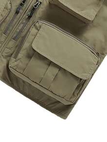 Men's Khaki Casual Fishing/Travel/Outdoor Multi-Pocket Vest Jacket, Suitable For Spring, Summer, Autumn And Winter, Hiking, Photography, Fishing, Camping, Hunting, Tactical Journalist Vest - 卡其色 - 查看 8