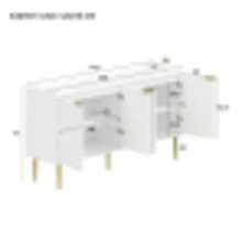 Modern And Simple Sideboard, Modern Sideboard Cabinet, Buffet Storage Set For Living Room, 140L X 38W X 75H (Cm) - 白色 - 查看 5