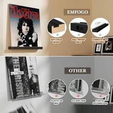 Vinyl Record Shelf Wall Mount 12 Pack Wood 12 Inch Album Record Holder For Vinyls Storage Vinyl Record Display Floating Shelf For Lp Collector Store Home Office Artistic Space Black - 12包 - 查看 4