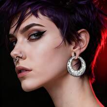 1pc Fashion Ear Hoop Weights Hanger Gauges Plugs Expander 316L Stainless Steel Magnetic Piercing Body Jewelry - Round - View 3