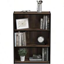 YFurinno 11208CWN Pasir 3Tier Open Shelf Bookcase  Walnut - Walnut+3 niveles - Ver 4