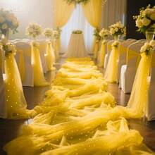 1 Pc Of Polyester Material Yellow Arch Pearl Yarn, Suitable For Outdoor Garden,Wedding, Birthday Party, Thanksgiving, New Year Background Decoration(75cm*300cm/160cm*300cm) - Multicolor - View 6