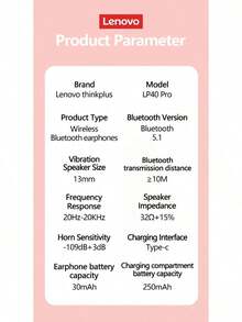 Lenovo LP40 Pro TWS Wireless Bluetooth V5.1 Earphones In-Ear Sport Headphones Waterproof Noise Reduction Earbuds Chinese Packaging Chinese Manual - Black - View 7