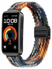 尼龙表带，兼容华为手环10/9/8，编织弹性表带，运动表带，智能手表表带，柔软透气，替换表带，磁扣，男女通用 - 彩色 - 查看 12