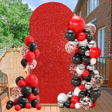 Painel de fundo circular com lantejoulas em arco, 5 pés/6 pés/6,6 pés/7,2 pés, modelo CHIARA, ideal para casamentos, festas de aniversário e decoração fotográfica (suporte para arco não incluído). - Vermelho - Ver 5