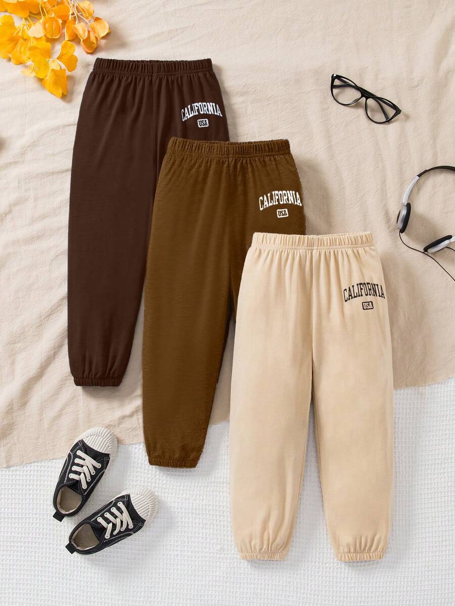 3pcs/Set Celana Panjang Anak Laki-Laki Gaya Inggris Motif Olahraga Tali Serut, Kain Rajut Lembut, Kasual Serbaguna, Tampilan Sporty dan Akademik, Cocok Untuk Aktivitas Luar Ruangan, Sekolah, Lari, Bersepeda, Pesta, Liburan dan Pakaian Sehari-hari di Musim Semi, Musim Panas, Musim Gugur dan Musim Dingin - MultiWarna - View 1