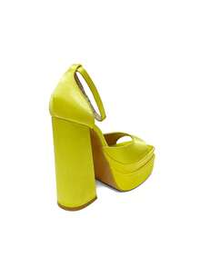 Women's Buckle Design Fashion High Heel Thick Sole Sandals, Suitable For Party And Wedding - Yellow - View 2