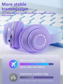 Tai nghe chơi game không dây với đèn LED đổi màu. - Màu tím  Violet - Xem 3