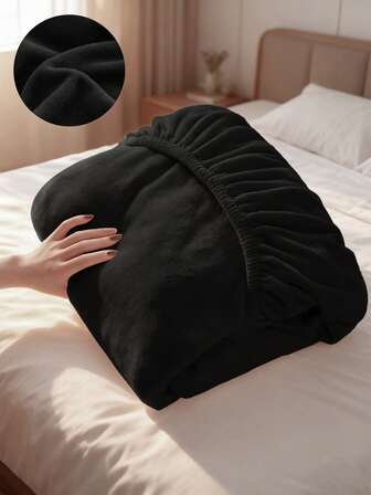 1 件天鹅绒床笠、床上用品、柔软舒适的床垫套、纯色床单、适合秋冬季、深口袋、仅床笠、不带枕套、防尘防滑、可机洗、适合所有季节、床上用品礼品、适合双人全尺寸特大号双人床、可机洗、秋季装饰、秋季装饰、房间装饰