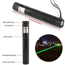 Areyourshop High Power Green Laser Pointer 532nm 900 Miles Range, Rechargeable Laser Pen With Safety Lock & Focus Adjustable, Aviation Aluminum Alloy Laser Torch For Presentation, Teaching, Astronomy - Black - View 3